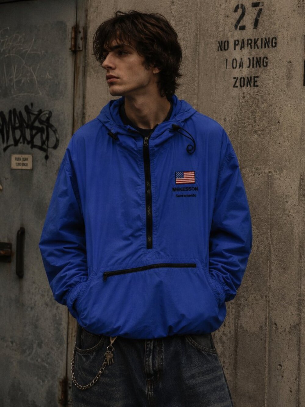 Vintage Vantage McKesson Sacramento Windbreaker Jacket XXL Blue Grunge